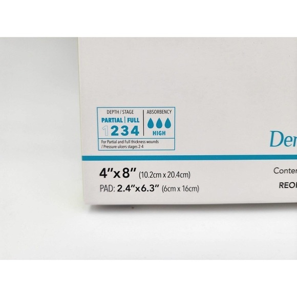 DERMARITE 1 BX/5 EA Comfort Foam Silicone Foam Border Dressing 4" x 8" 43480 - Picture 3 of 5